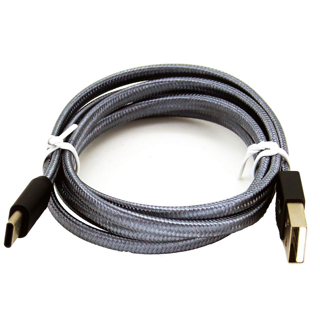 805733 Grå flettet USB C til USB A kabel 1.0 meter