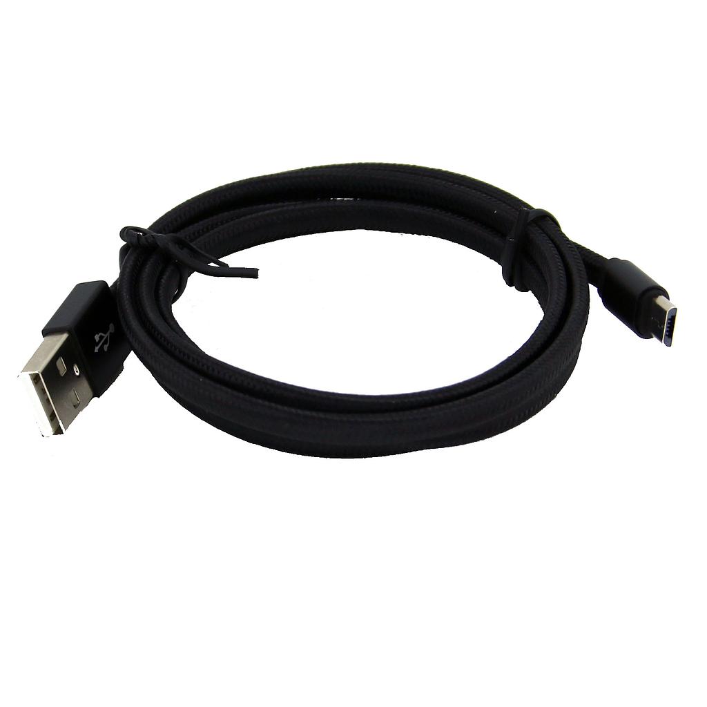 Micro USB to USB A braided cable 1m. Black