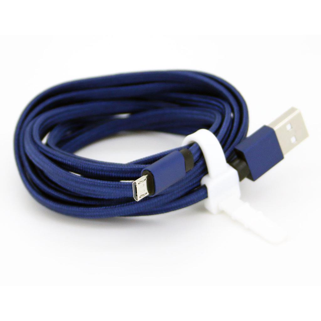 Micro USB to USB A cable 2.0 meters braided royal blue