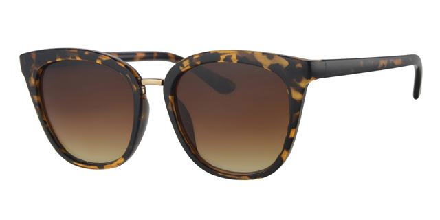 Women's sunglasses glossy yellow leopard with decorative bridge and graduated brown lenses