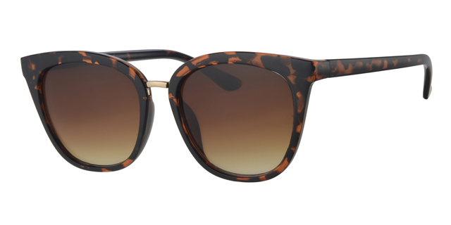 Dame solbrille blank leopard med deko bro samt graduered brune glas