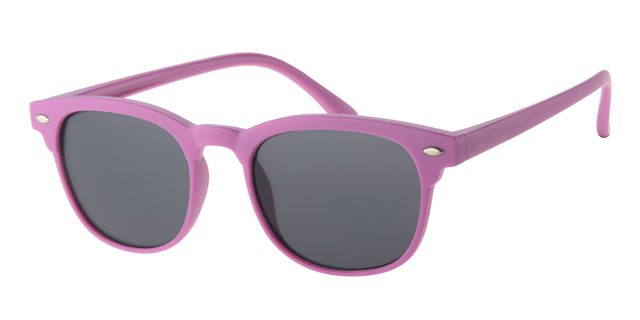 Childrens sunglass matt fuchsia with silver decoration and smoke solid lenses