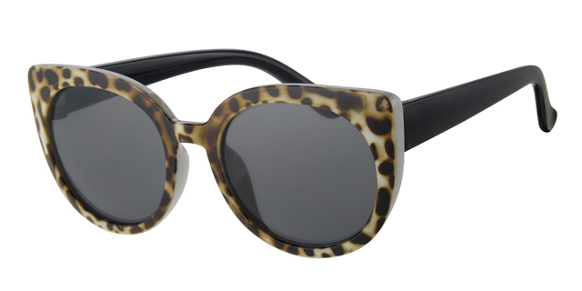 Childrens sunglass white with tiger print, black temple black lenses