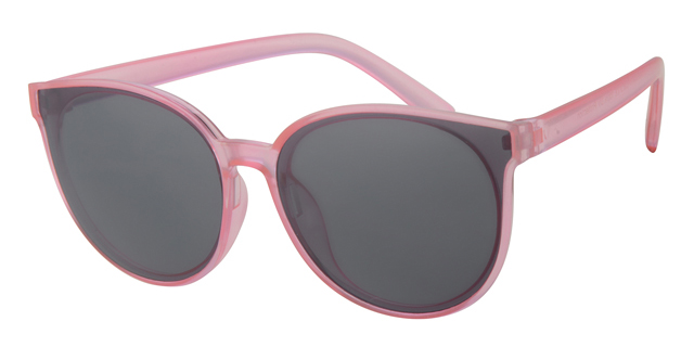 Childrens sunglass transparent pink witth solid smoke lenses