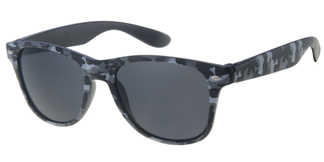 Childrens sunglass wayfarer winter camouflage with smoke solid lenses