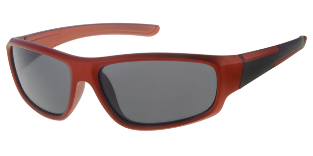 Childrens sunglass sport red with smoke solid lenses