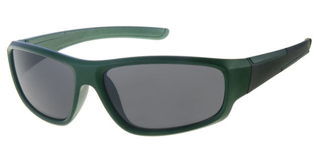 Childrens sunglass green sport with smoke solid lenses