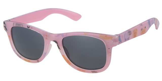 Børne Solbrille transperant print - pink inderside med sorte glas