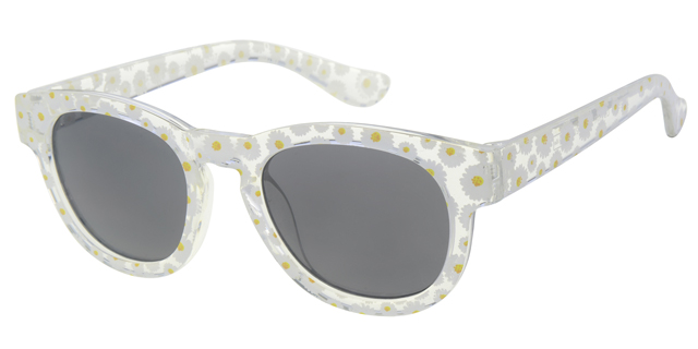 Childrtens sunglass transparent with flowers smoke solid lenses