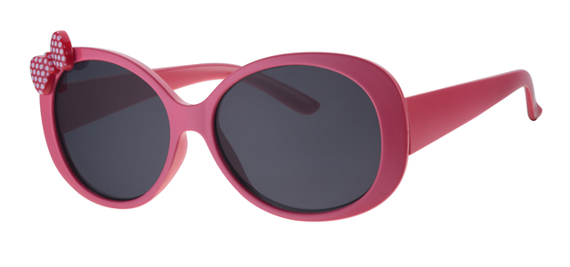 Childrens sunglass pink, red/white bow solid smoke lenses