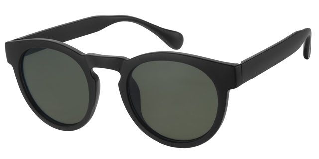 Matt black sunglass with green lenses