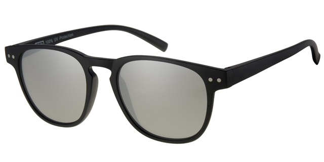 Sunglass matt black with smoke silver mirror lenses