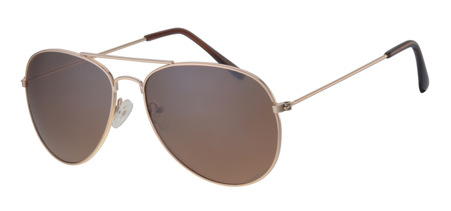 Sunglass classical aviator golden frame and solid brown lenses