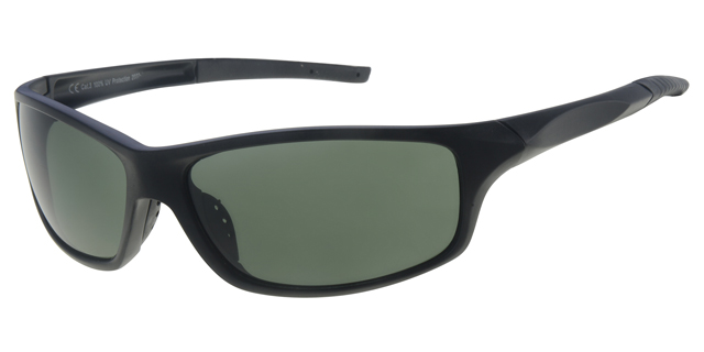 Sunglass sport with matt black frame and green solid lenses