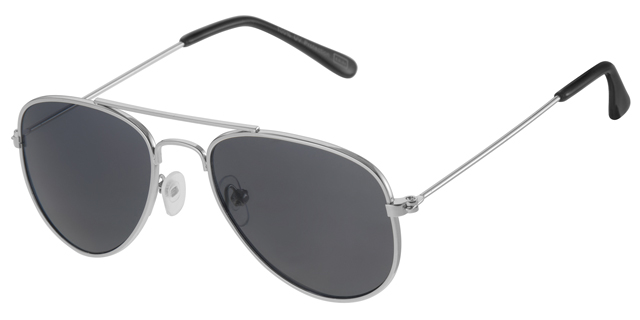 Childrens aviator silver with smoke solid lenses