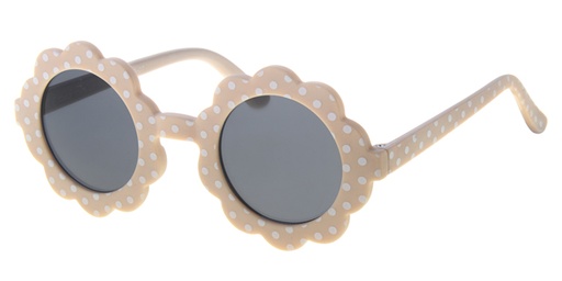 Childrens sunglass matt light brown with white dots and smoke solid lenses