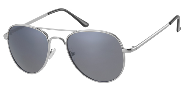 Classical silver sunglass with solid smoke lenses