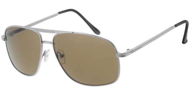 Classical sunglass with silver frame and solid black lenses