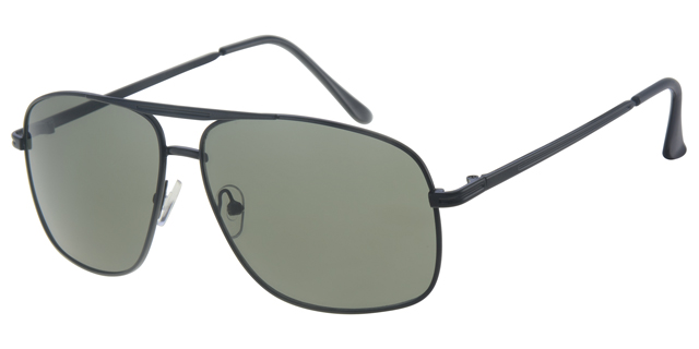 Sunglass black with solid green lenses