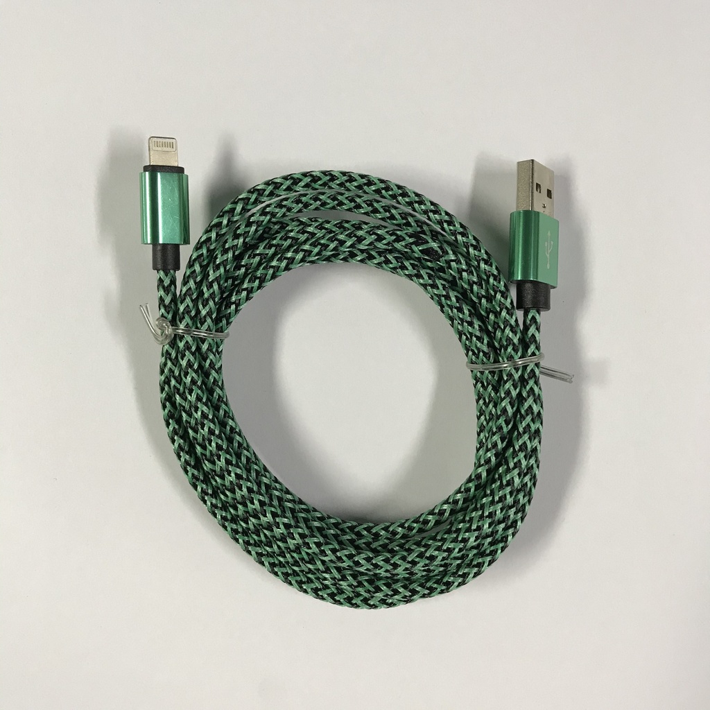 Iphone  to USB A cable green braided 2.0 meter 2,4 ampere