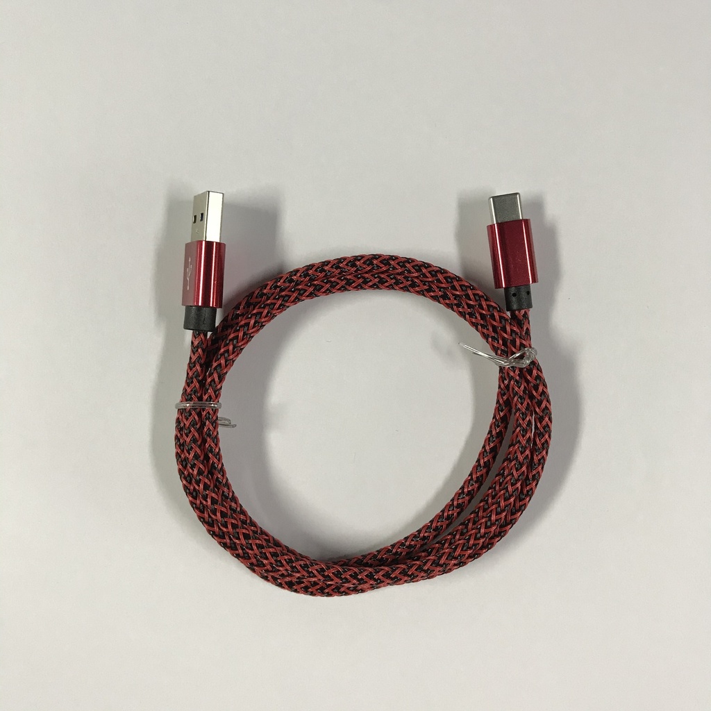 USB C  to USB A cable red braided 1.0 meter 2,4 ampere