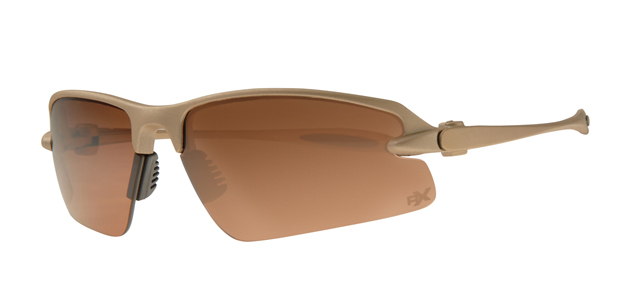 Sport TR90 matt metallic bronze frame, Black nose pads. Poly carbonate decentered lens cat2, driving lens