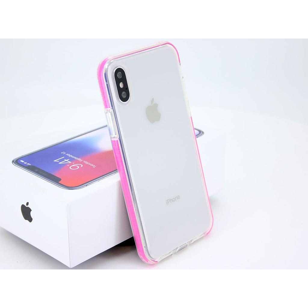 IPHONE 10-10S TRANSPERANT COVER MED PINK BUMPER INDENI