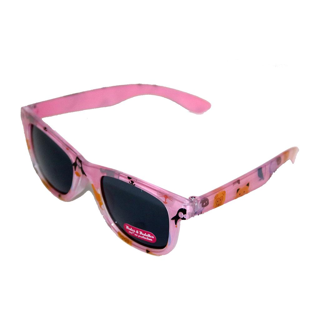 Børne Solbrille Pink med print og sorte glas