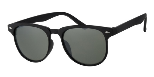 [404276-40379] Matte black sunglasses with silver decoration and green lenses