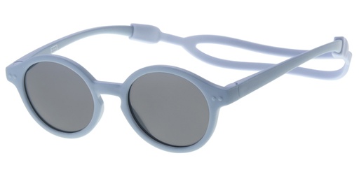 [505075-14023] Children sunglass rubber touch light blue with neck strap and smoke solid lenses