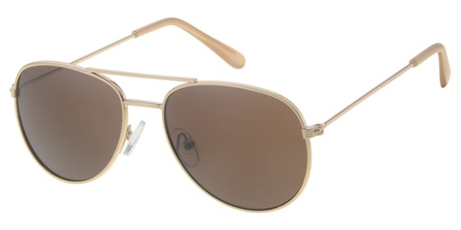 [505111-23007] Børne Solbrille pilot brille guld stel med pink hockey ender med brune glas 