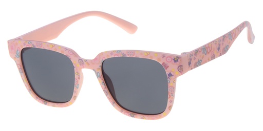 [505127-26023] Childrens sunglass light pink, flower paper transfer, smoke solid lenses