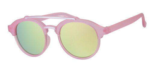 [505137-26010] Childrens sunglass rubber touch, transparent pink, silver painting, smoke solid , pink revo lenses