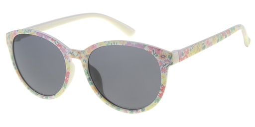 [505141-24027] Childrens sunglass milky white, flower paper transfer and smoke solid lenses