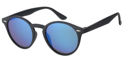 [404352-40410] Sunglass matt black with silver decoration and smoke solid lenses ice blue revo