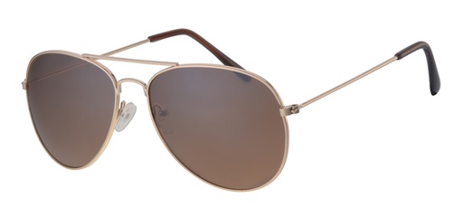 [404372-30135] Solbrille klassisk guld pilotbrille med brune glas