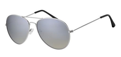 [404374-30137] Solbrille klassisk sølv pilot brille med sølv spejl glas