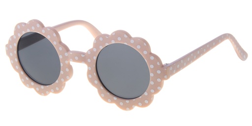 [505171-16023] Childrens sunglass matt pink with white dots and smoke solid lenses