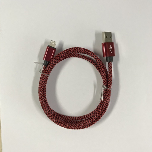 [805105] Iphone  to USB A cable rød braided 1.0 meter 2,4 ampere