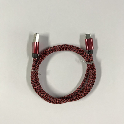 [805705] USB C  to USB A cable red braided 1.0 meter 2,4 ampere