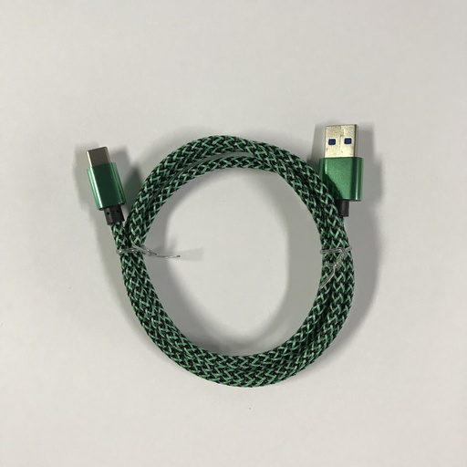 [805708] USB C til USB A flettet grøn kabel 1.0 m  2,4 ampere