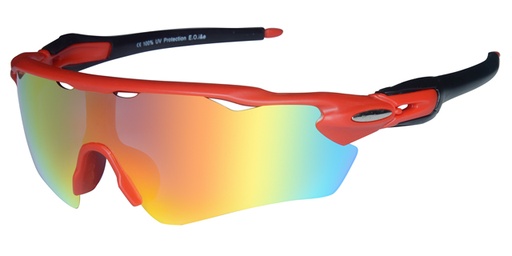 [450005-7041] Sport rubber touch red/black frame with poly carbonated decentered lens, real revo