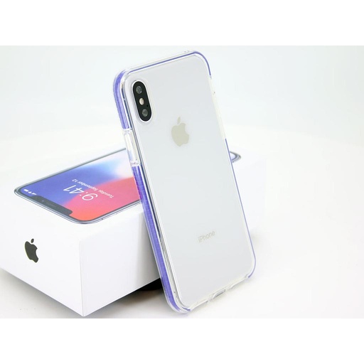 [813023] IPHONE 10-10S TRANSPERANT COVER MED KOBOLT BLÅ BUMPER INDENI