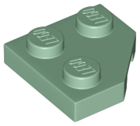 LEGO - Sand Green Wedge Plate 2 x 2 Cut Corner