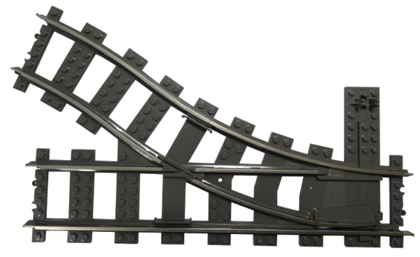 LEGO - Dark Gray Train Track 9V Switch Point Right