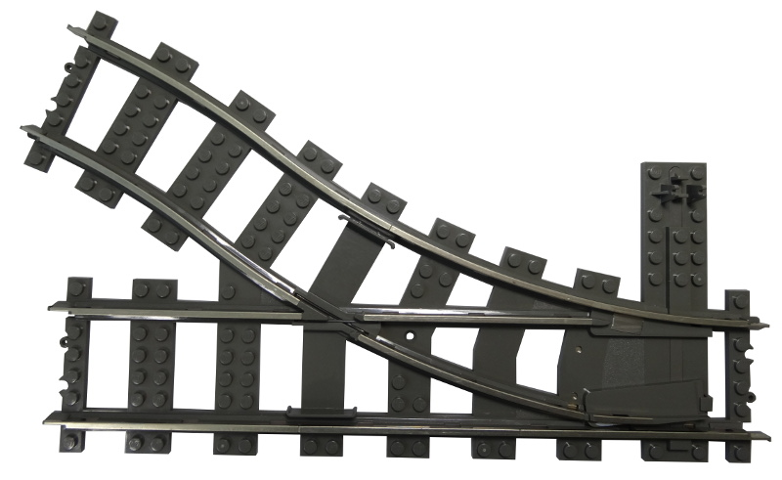 LEGO - Dark Gray Train Track 9V Switch Point Right