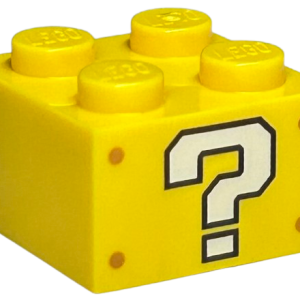 LEGO - Yellow Brick 2 x 2 with ? Block