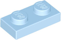 LEGO - Bright Light Blue Plate 1 x 2