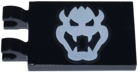LEGO - Black Tile 2 x 3 with Bowser Head