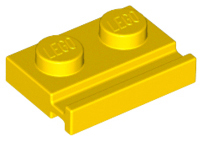 LEGO - Yellow Plate 1 x 2 with Door Rail